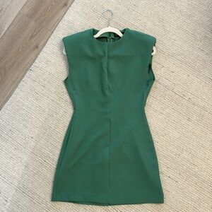 ZARA PADDED SHOULDER MINI DRESS GREEN